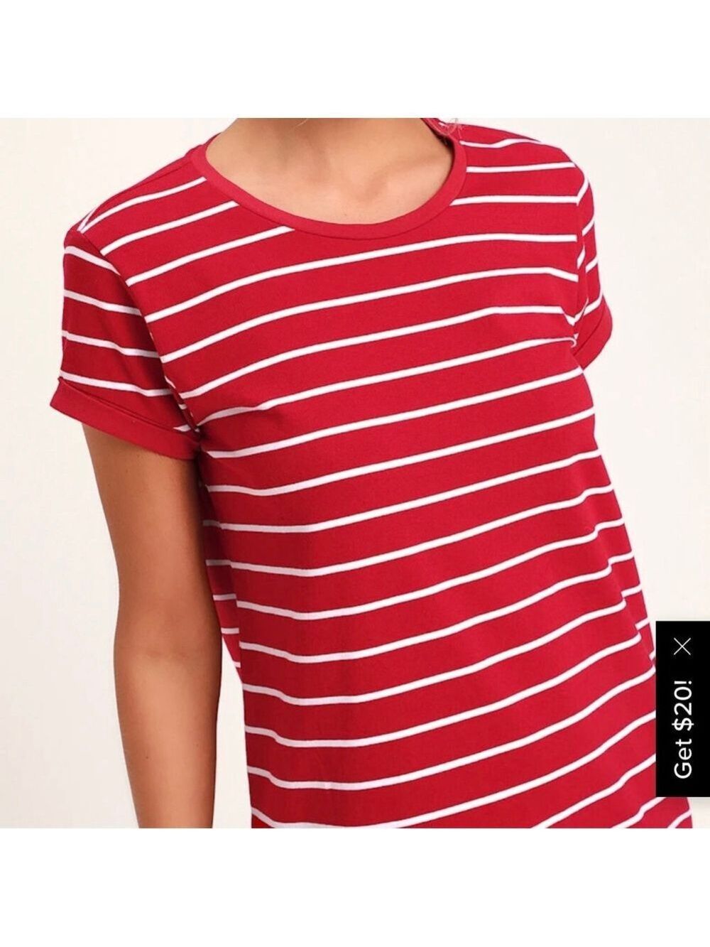 Lulus Red & White Striped Mini T-Shirt Dress S - Picture 3 of 10